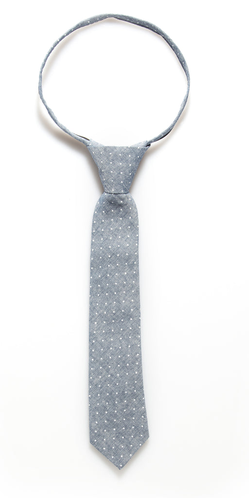 Grey Denim Dot Zipper Tie