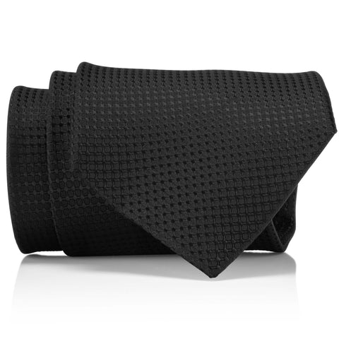  Black tie with small dot pattern, perfect for formal occasions.