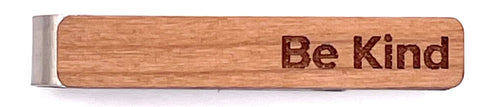 Be Kind Cherry Wood Tie Clip
