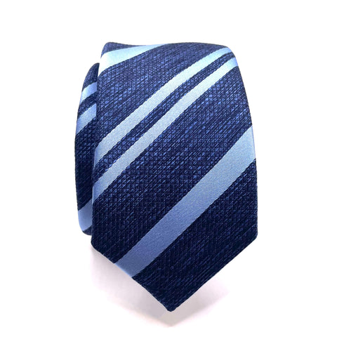 Navy Blue Heather Stripe Youth Skinny Tie