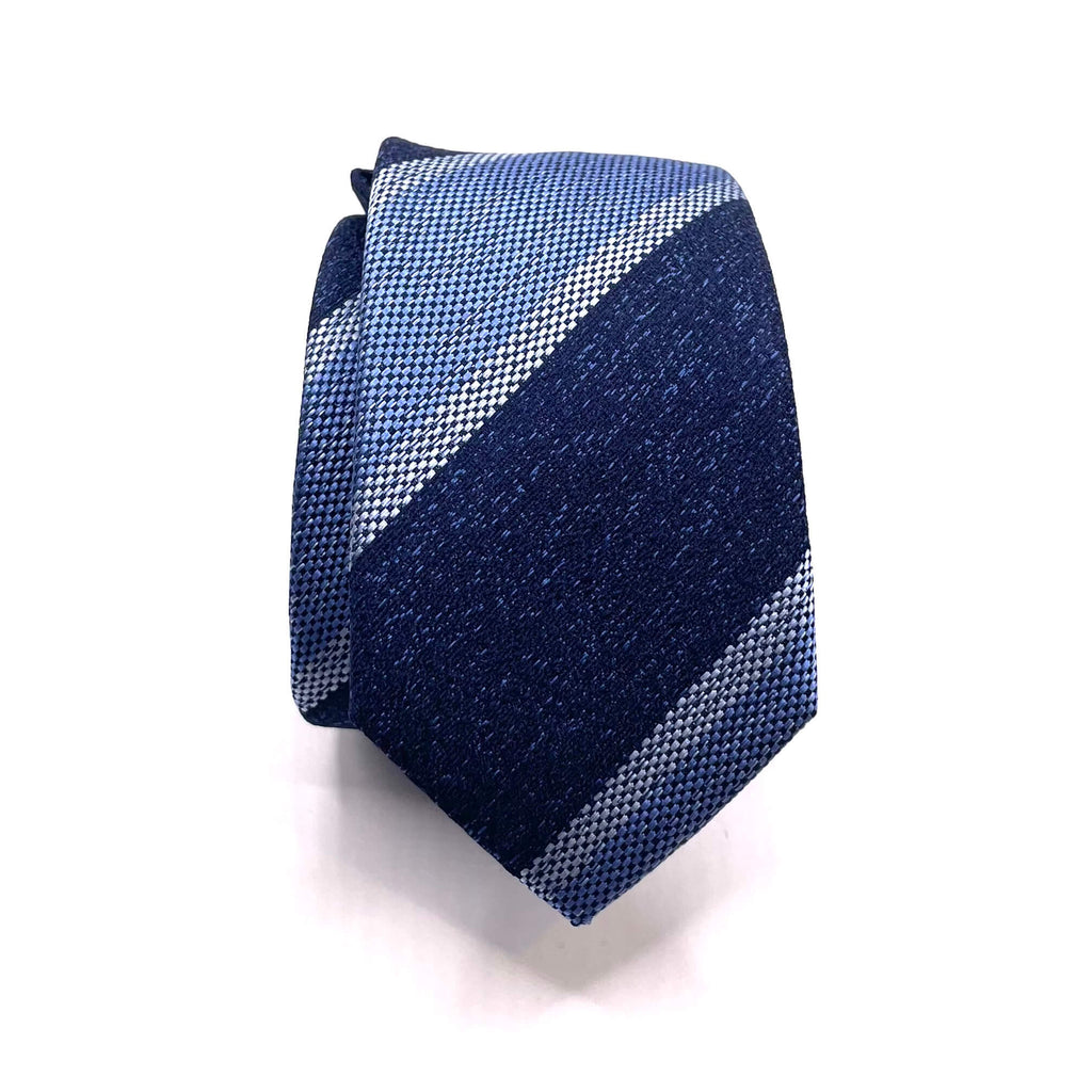 Navy Wide Stripe Youth Skinny Tie