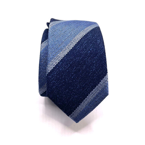 Navy Wide Stripe Youth Skinny Tie