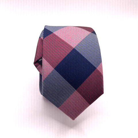 Navy Rose Plaid Youth Skinny Tie \