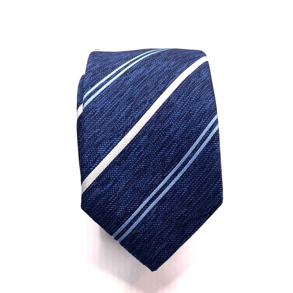 Blue White Stripe Youth Skinny Tie