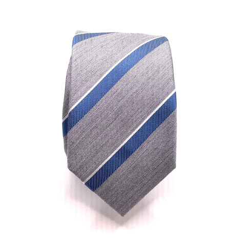 Grey Blue Stripe Youth Skinny Tie