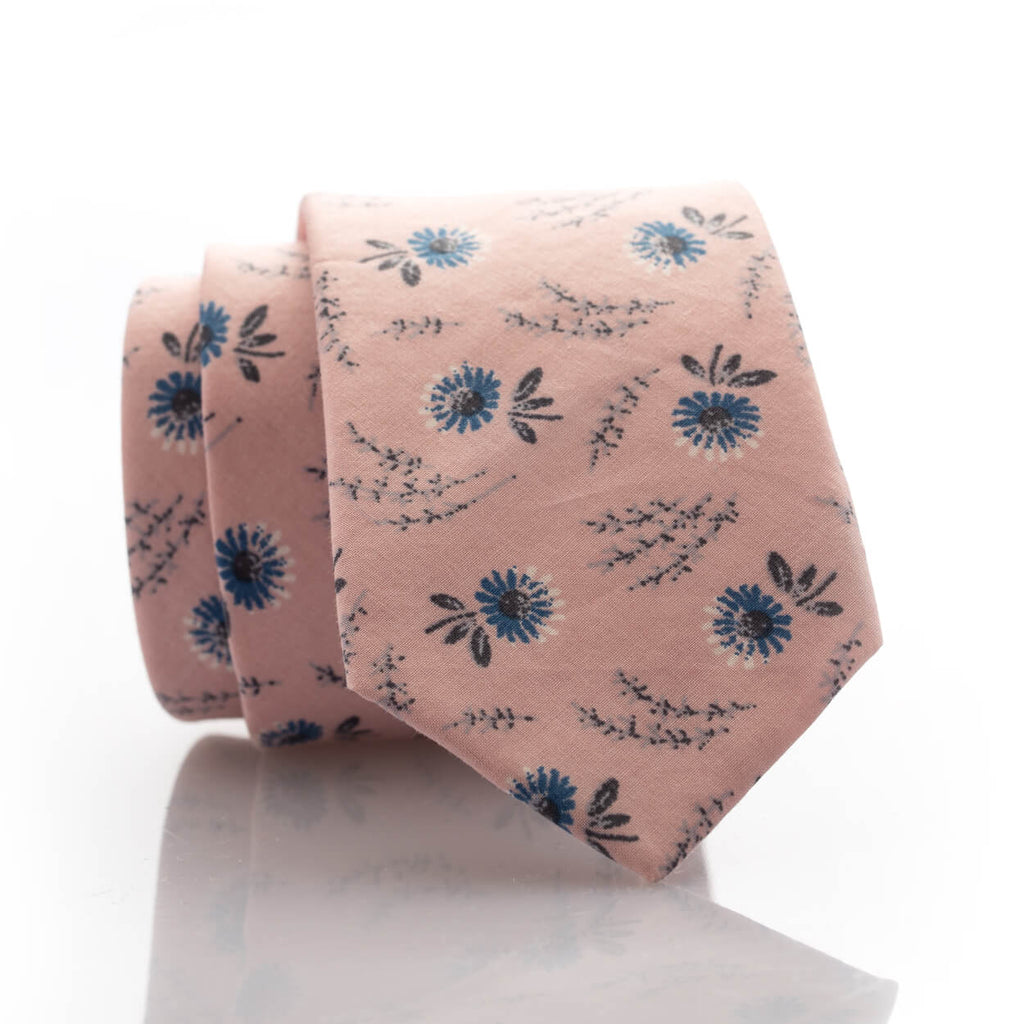 Soft Pink Floral Youth Skinny Tie
