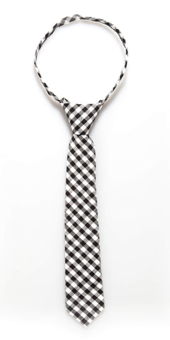 Black Gingham Zipper Tie