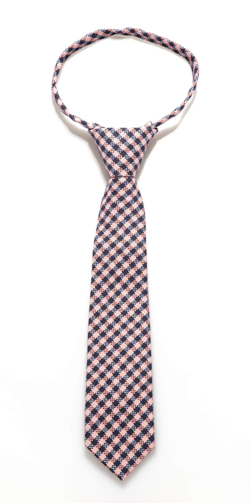 Navy/Pink Check Zipper Tie