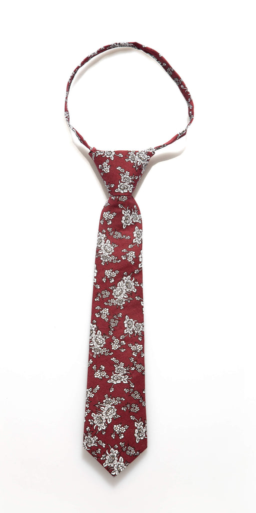 Burgundy Floral Zipper Tie