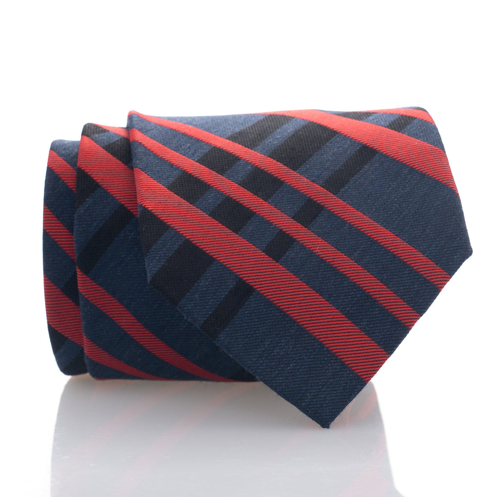 Navy Red Plaid - Extra Long - 62"