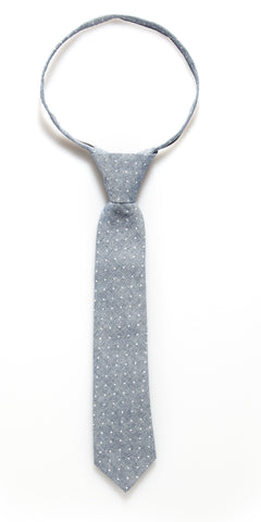 Grey Denim Dot Zipper Tie