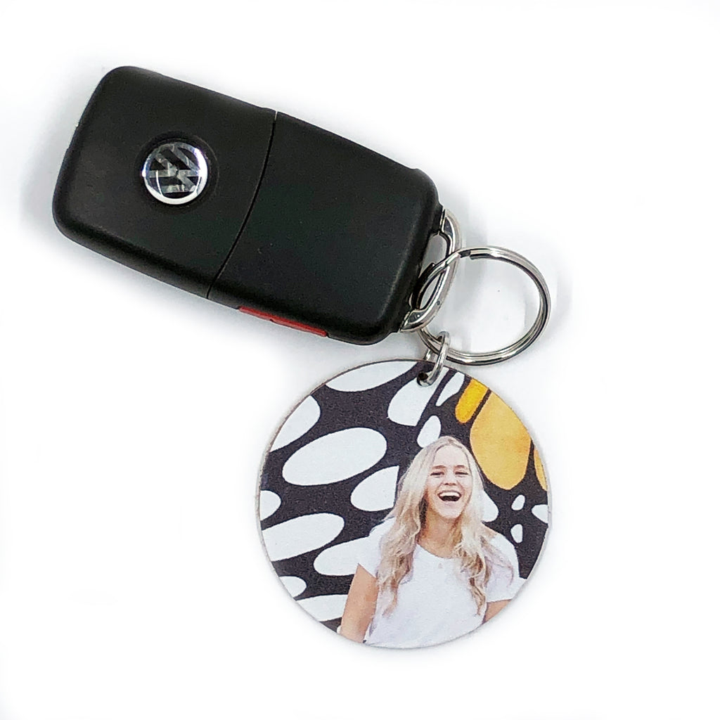 Personalized Photo Leather Keychain - 2" Circle